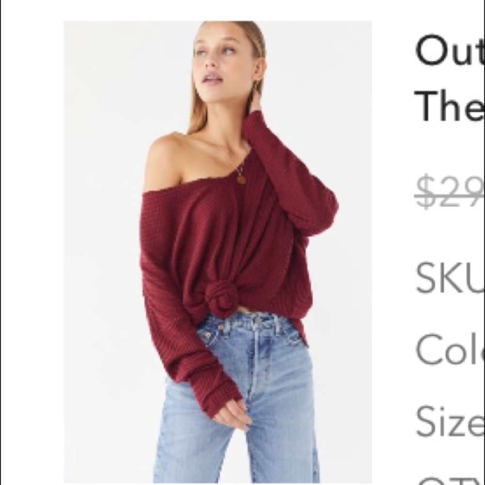🦋4/$20 SALE - Out From Under Oversized Cozy Thermal V-neck Top in Dark Red